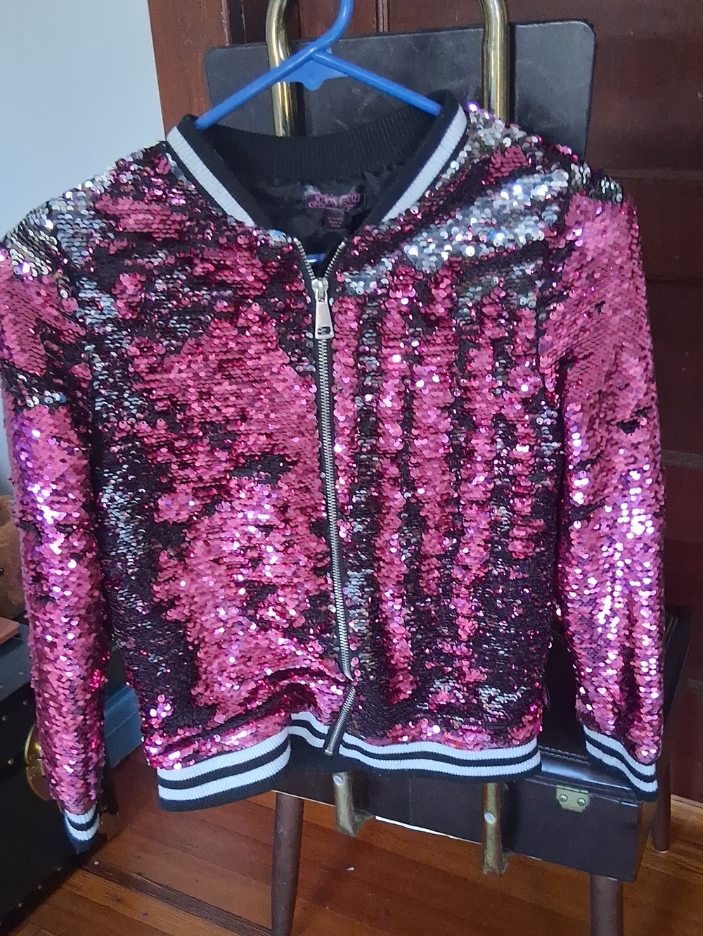 Jo Jo's Closet Girls Sequin Bomber Jacket - Pink
